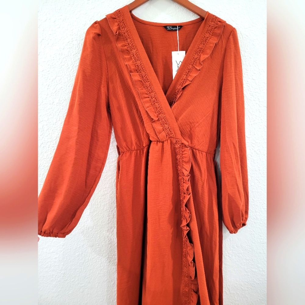 Womens Size LargeElegant Orange Wrap Dress